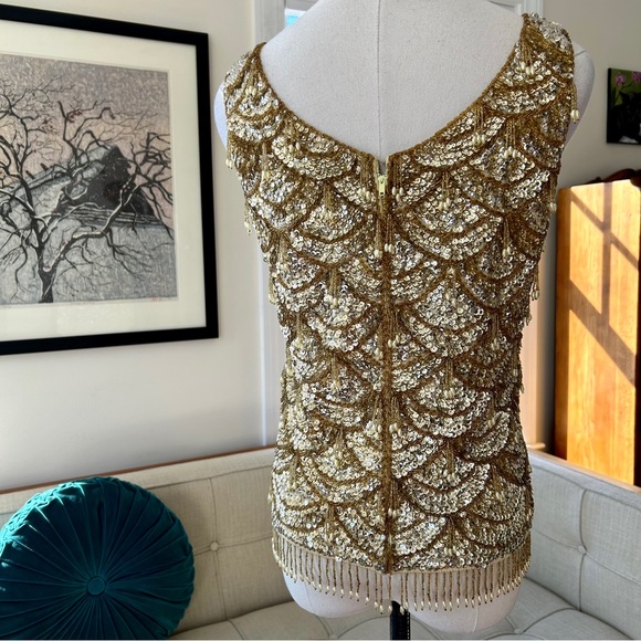Amazing Vintage Top, Beaded with Sequins - Picture 6 of 11